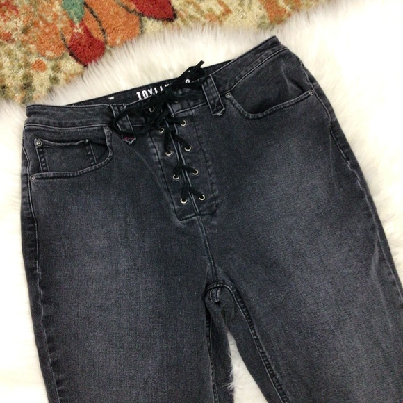 Idyllwind By Miranda Lambert Jeans 12 Black Flare Leg Stretch Lace Up Front Rock - Picture 2 of 9